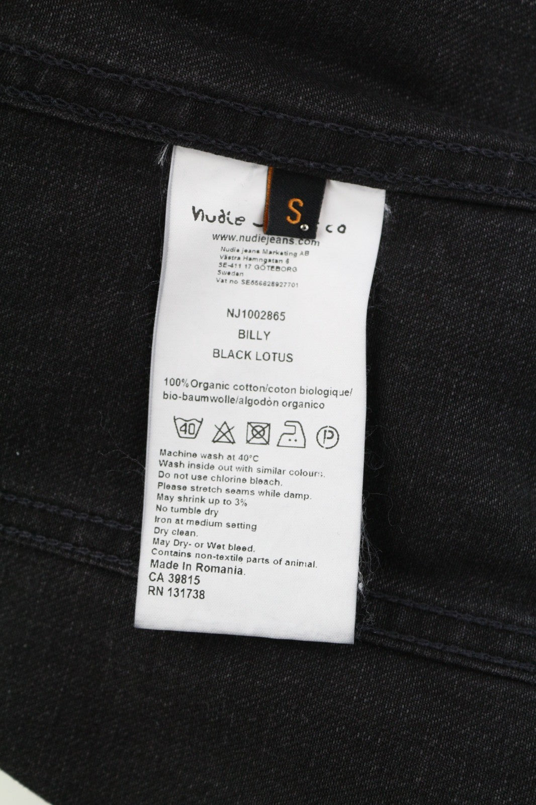 NUDIE JEANS Billy Men's Jacket S Black Lotus Organic Polo Button Washed Denim