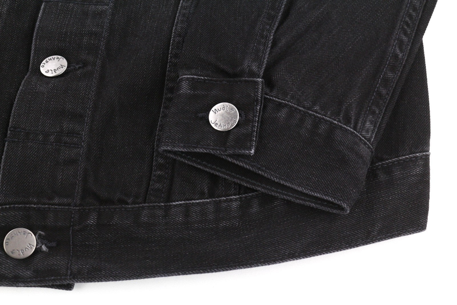 NUDIE JEANS Billy Men's Jacket S Black Lotus Organic Washed Polo Collar Denim