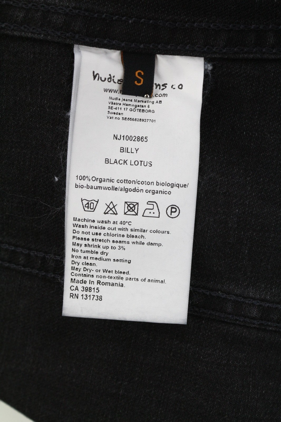 NUDIE JEANS Billy Men's Jacket S Black Lotus Organic Washed Polo Collar Denim