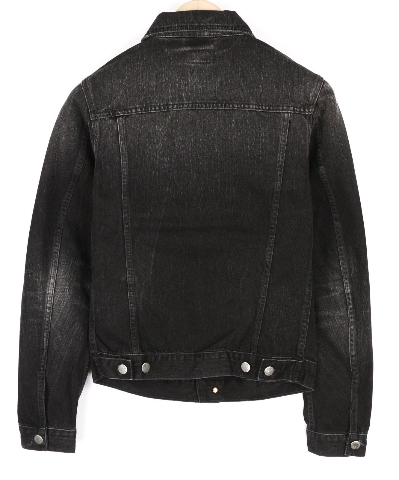 NUDIE JEANS Billy Men's Jacket XS Black Lotus Organic Washed Polo Denim