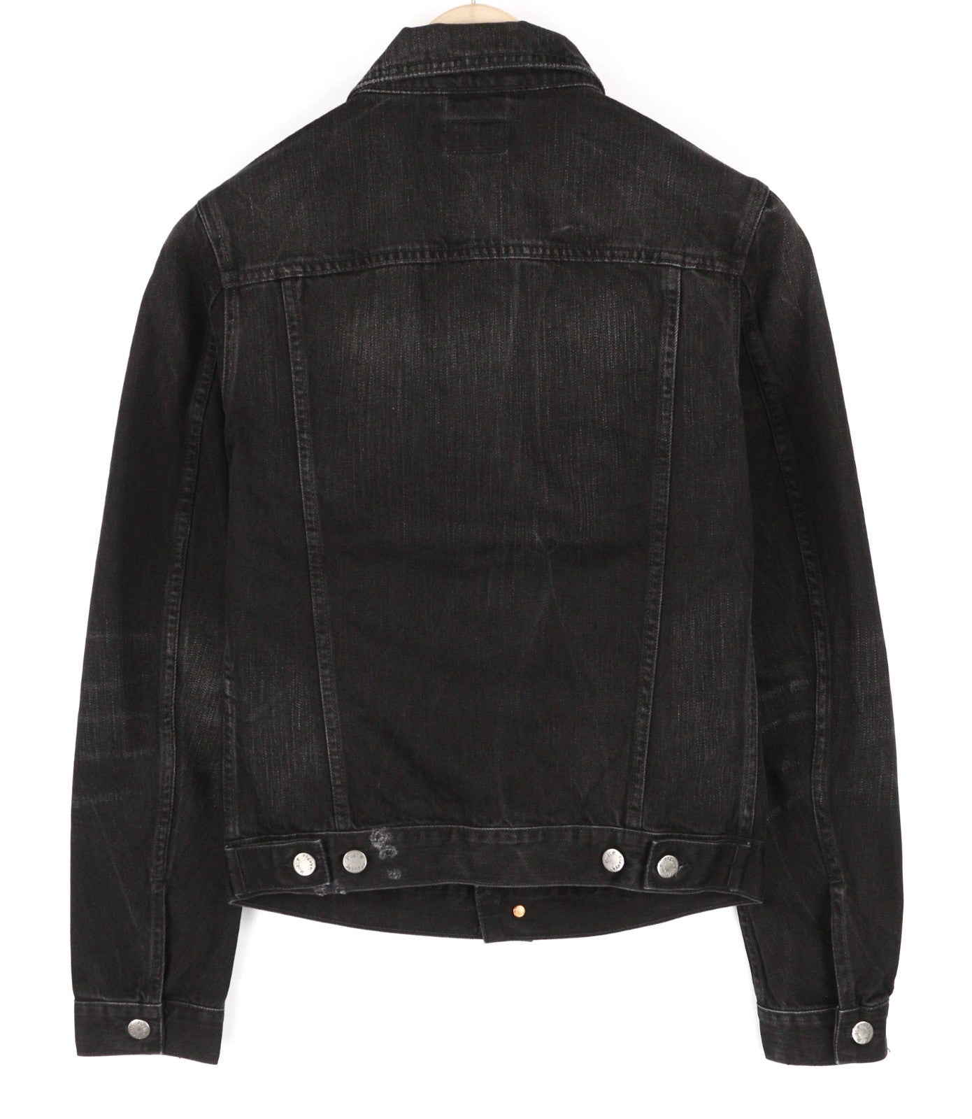 NUDIE JEANS Billy Men's Jacket XS Black Lotus Organic Polo Collar Washed Denim