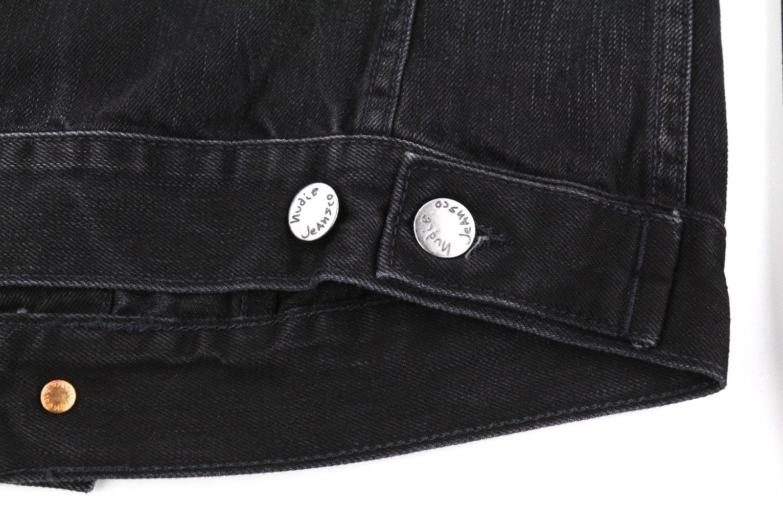 NUDIE JEANS Billy Men's Jacket XS Black Lotus Organic Polo Collar Washed Denim