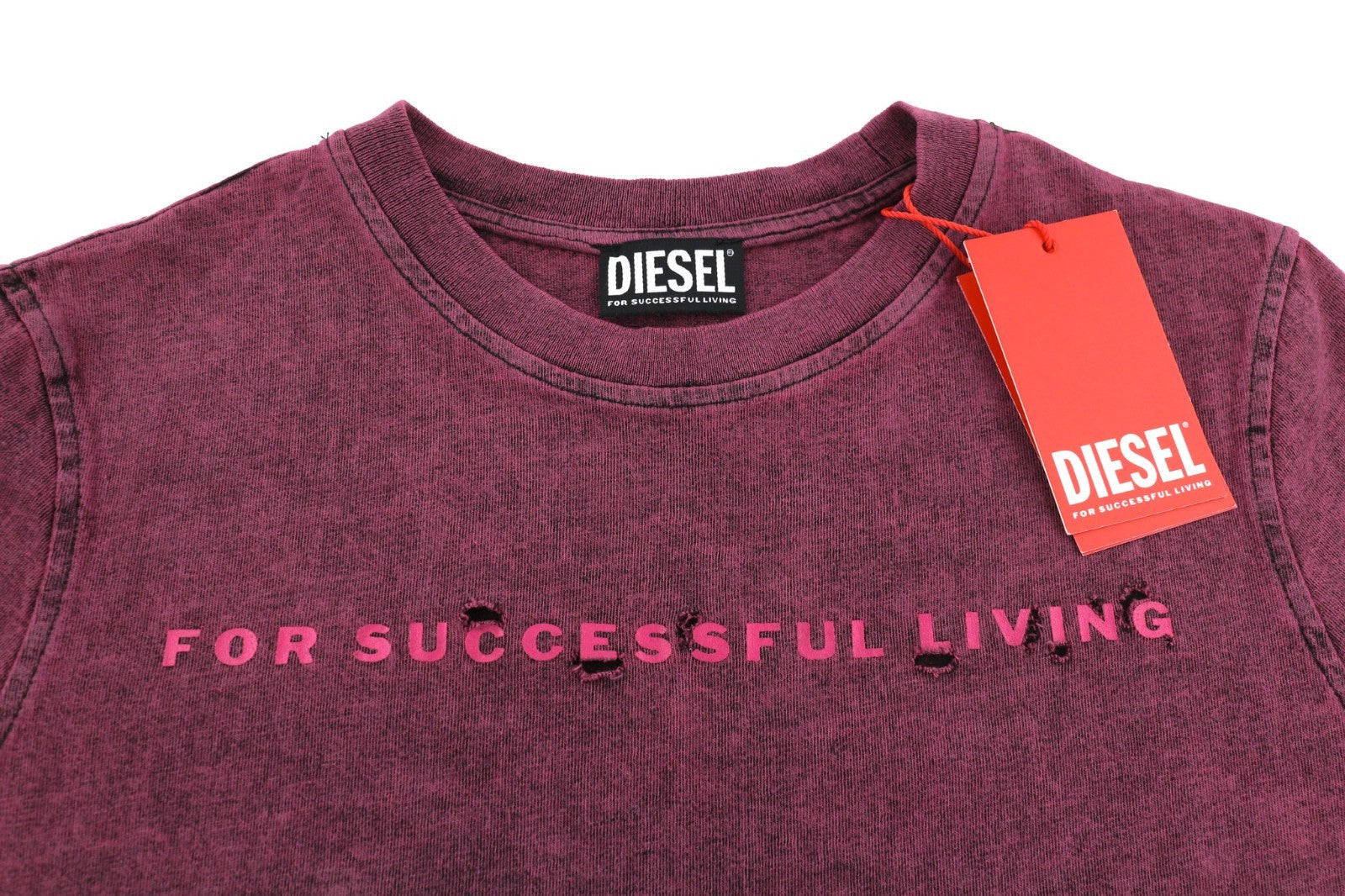 DIESEL T-Reg-E4 Women's T-Shirt XL Burgundy Crew Short Sleeve Easy RRP125