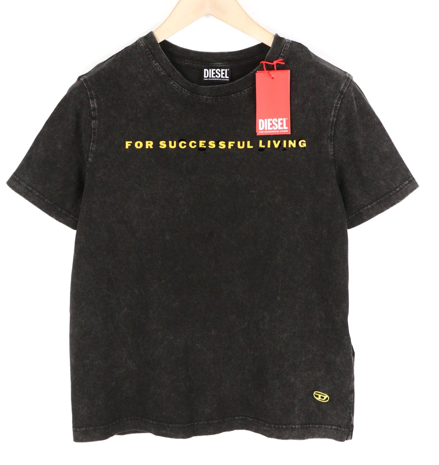 DIESEL T-Reg-E4 Women's T-Shirt L Black Crew Collar Short Sleeve Soft RRP125