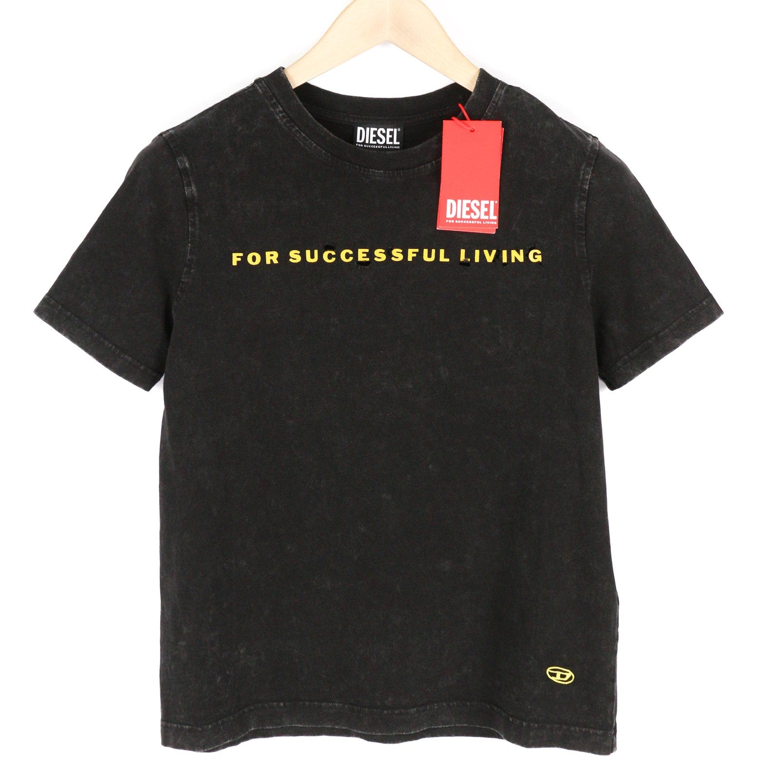 DIESEL T-Reg-E4 Women's T-Shirt XL Black Crew Collar Short Sleeve Faded RRP125