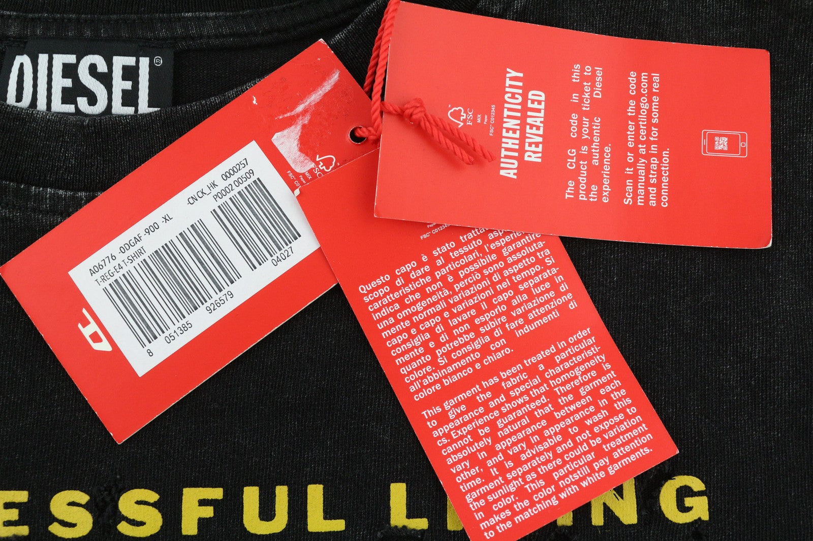 DIESEL T-Reg-E4 Women's T-Shirt XL Black Crew Collar Short Sleeve Faded RRP125