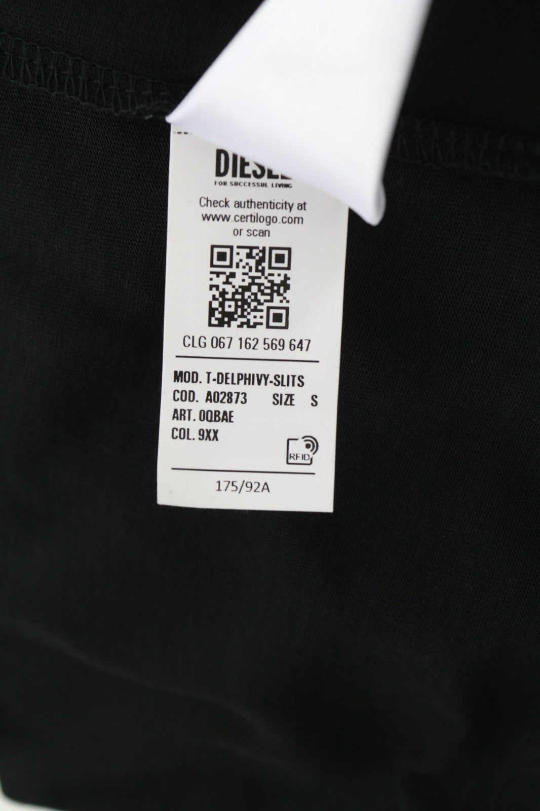 DIESEL T-Delphivy-Slits Men T-Shirt S Black Oversize V-Neck Short Sleeve RRP100