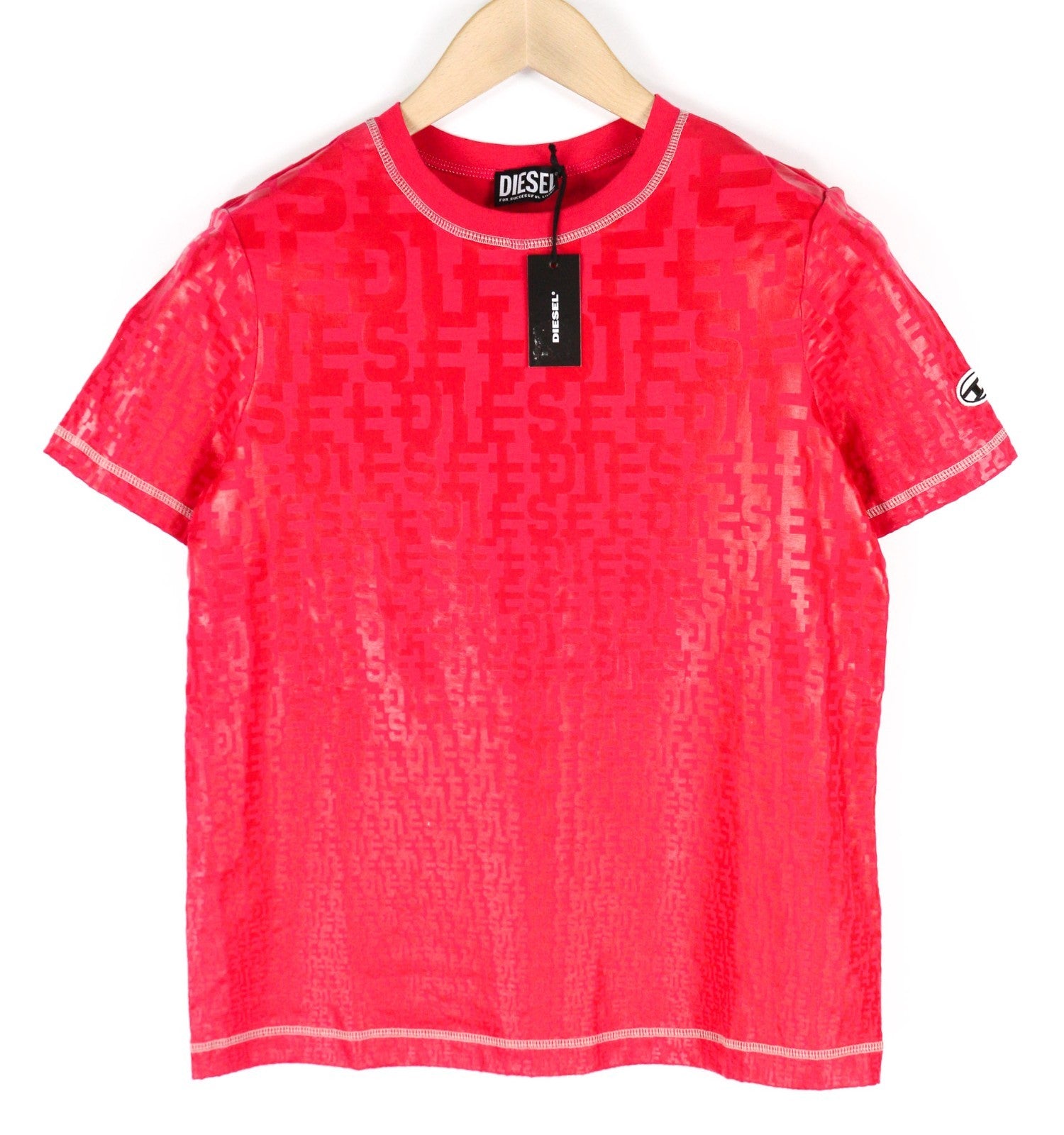 DIESEL T-Reg-Mon Women's T-Shirt S Purple Crew Short Sleeve Shimmer RRP125