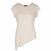 DIESEL T-Mishel Women's T-Shirt 2XS Light Soft Knit Asymmetrical Split Crew