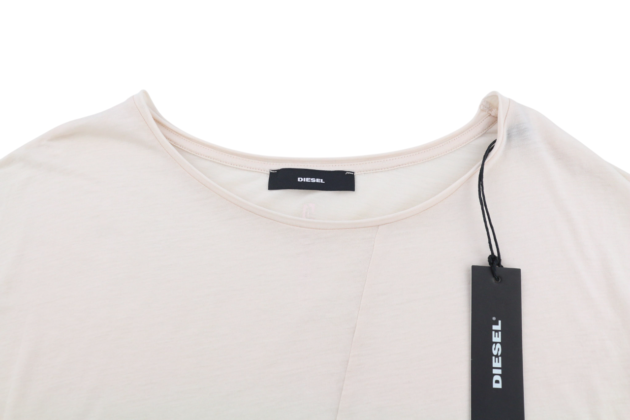 DIESEL T-Mishel Women's T-Shirt 2XS Light Soft Knit Asymmetrical Split Crew