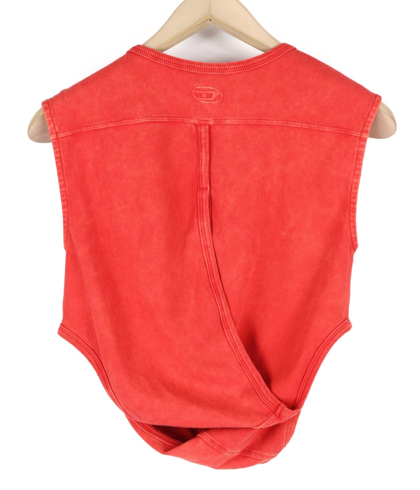 DIESEL T-Holdhook-SL Women's T-Shirt L Red Sleeveless Crew Hook Eye Closure