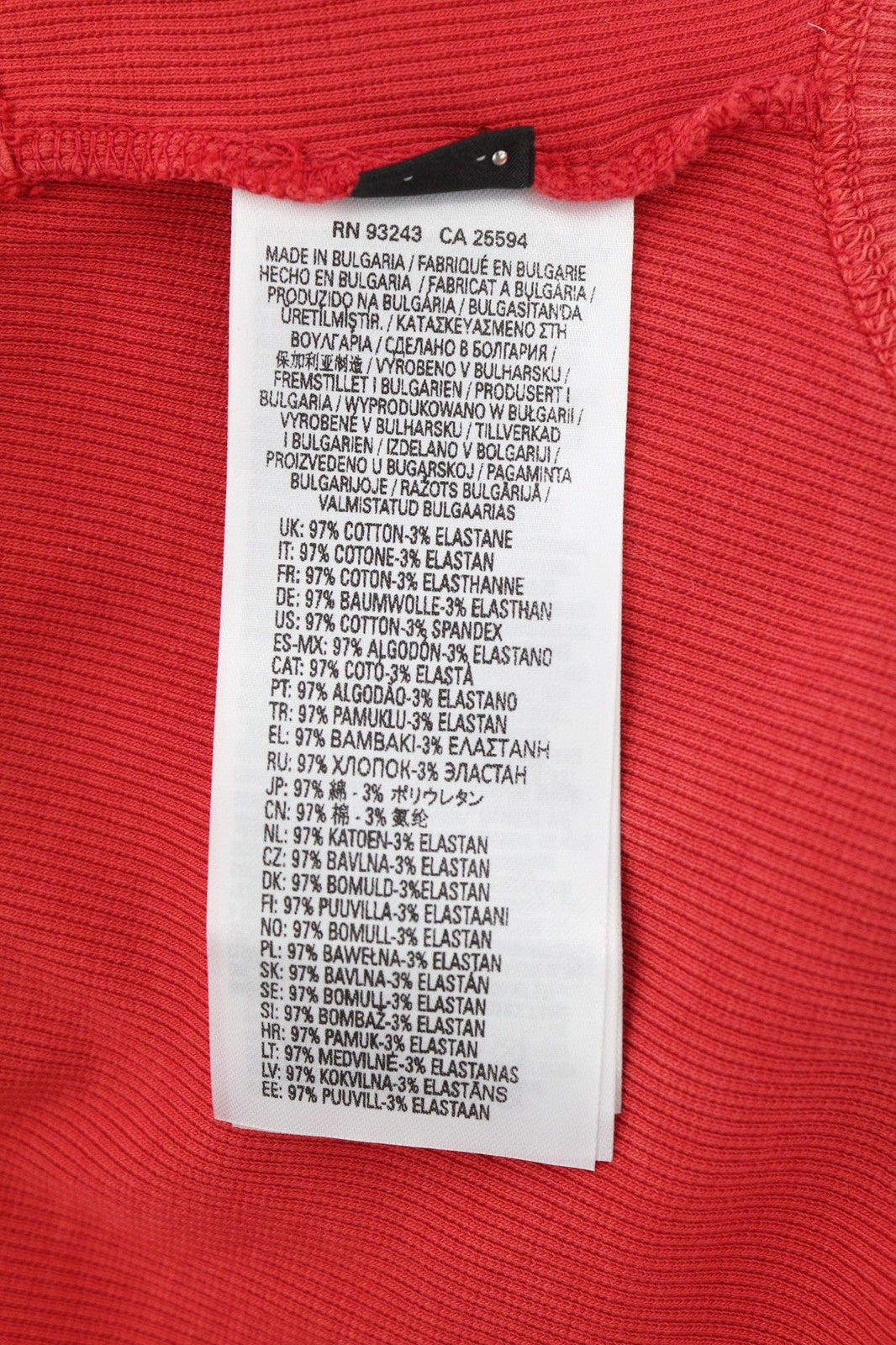 DIESEL T-Holdhook-SL Women's T-Shirt L Red Sleeveless Crew Hook Eye Closure