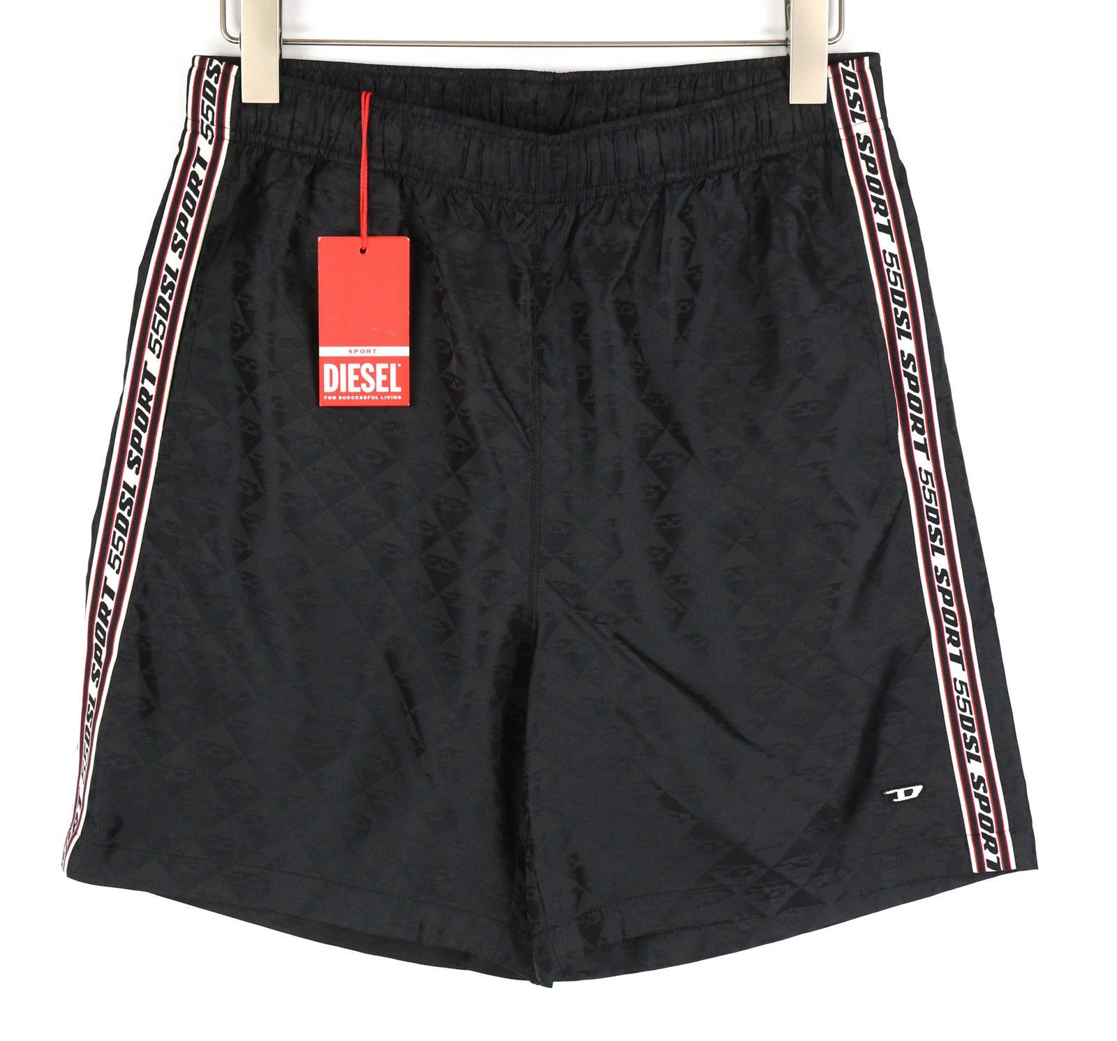 DIESEL AMWB-Stouk-HT08 Men's Shorts M 55DSL Sport Black Elastic Waist Logo
