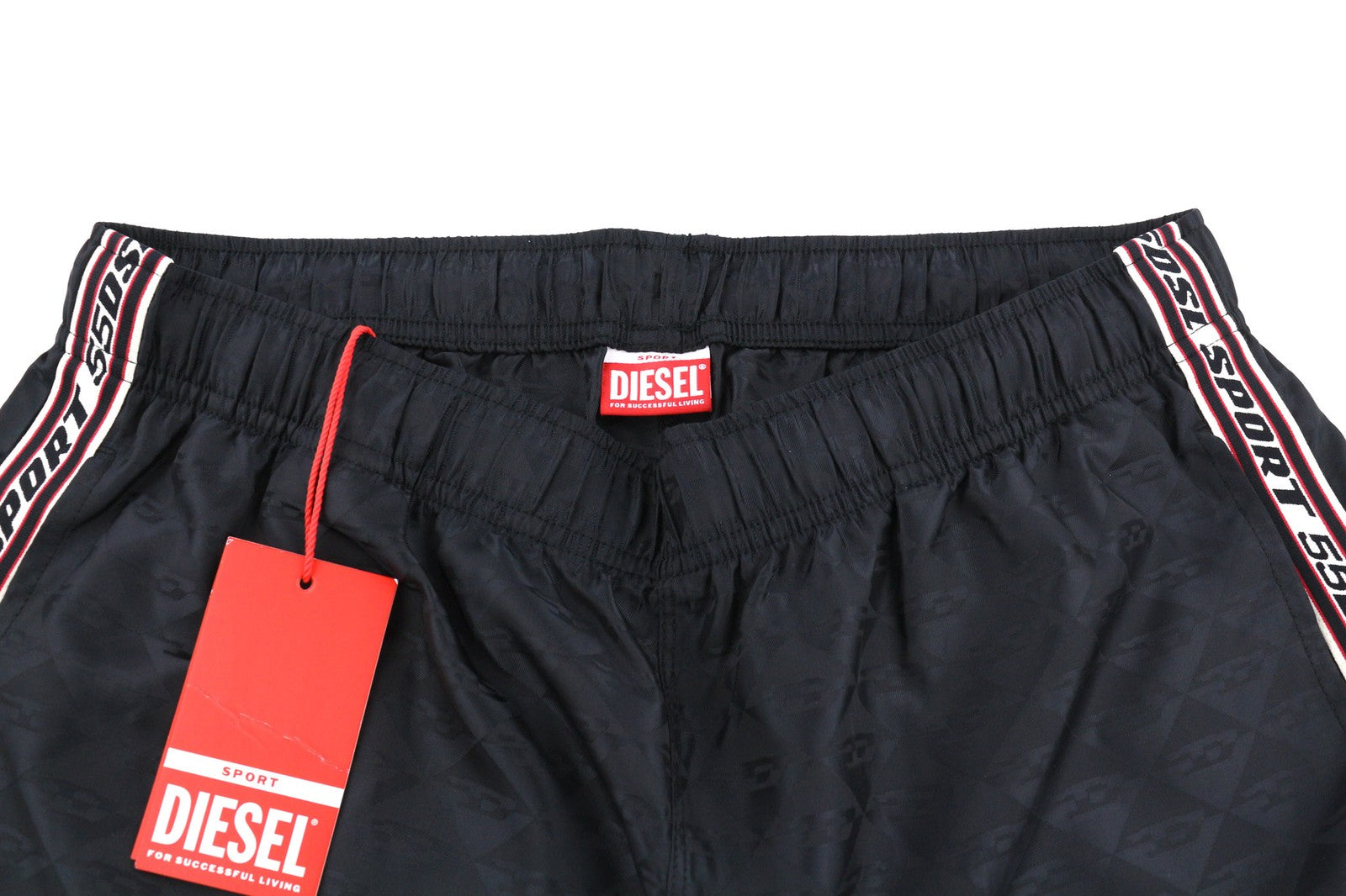 DIESEL AMWB-Stouk-HT08 Men's Shorts M 55DSL Sport Black Elastic Waist Logo