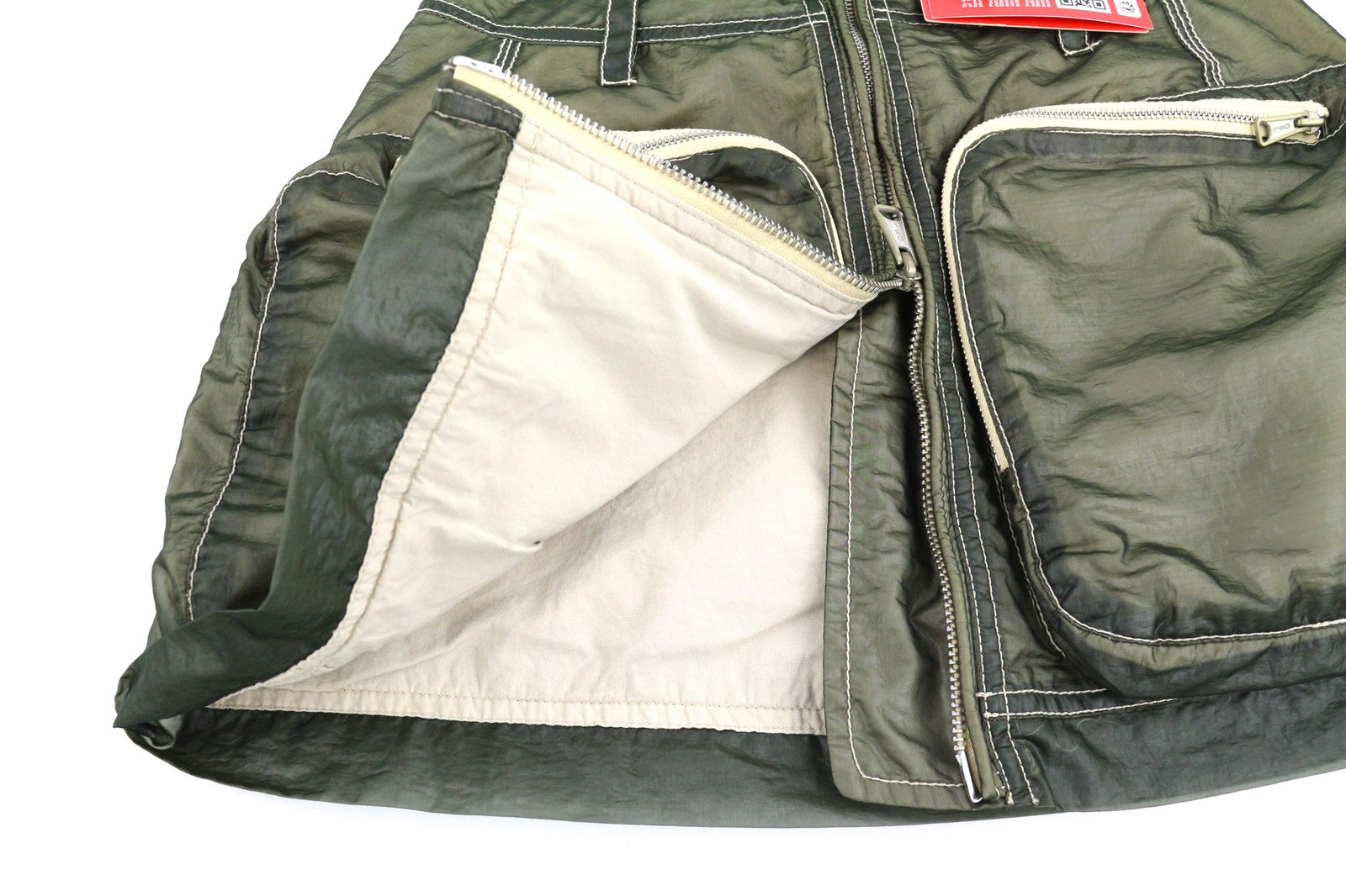 DIESEL O-Kylie-A Women's Skirt W26 Military Green Mini Patch Pocket Zip RRP195