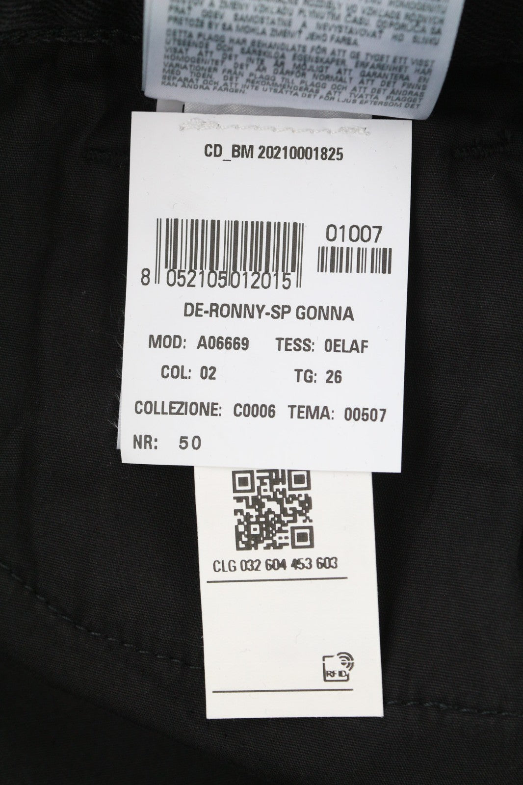 DIESEL De-Ronny-Sp Women's Skirt W26 Black Denim Washed Midi Belted Back Split