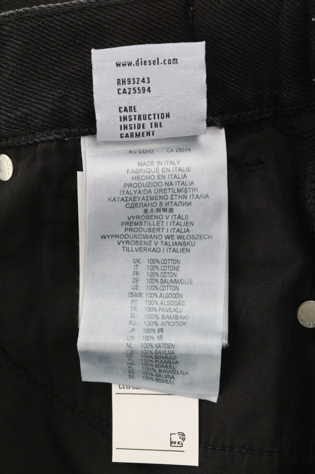 DIESEL De-Ronny-Sp Women's Skirt W26 Black Denim Washed Midi Belted Back Split