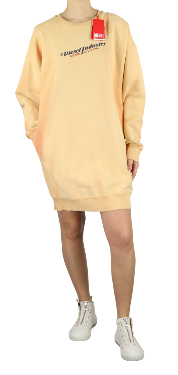 DIESEL D-Robbie-Ind Women's Dress XS Long Sleeve Mini Crew Collar Front Logo