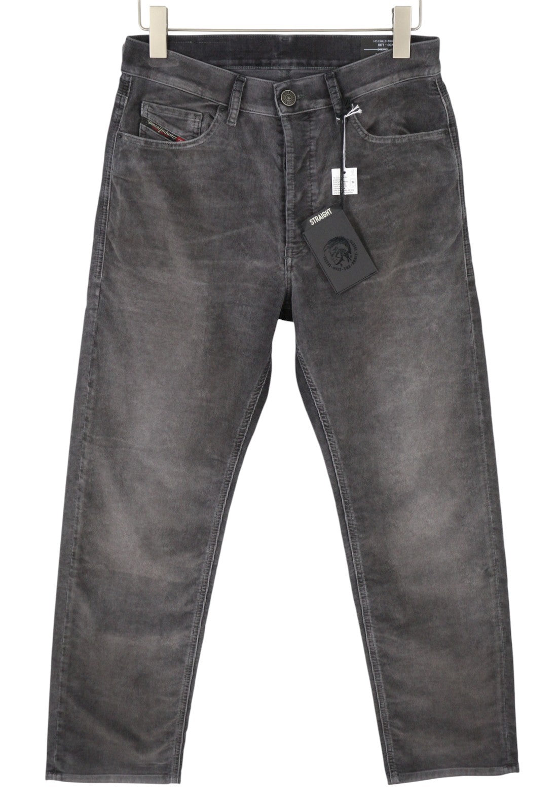 DIESEL D-Macs 069XQ Men Trousers W30/L30 Grey Faded Stretch Straight Corduroy