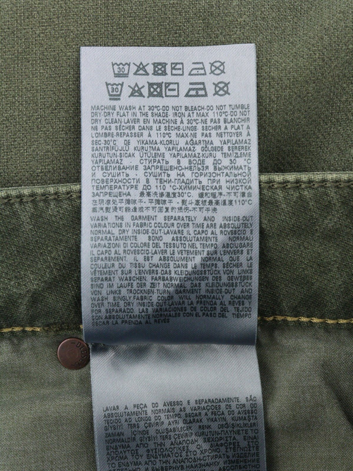 DIESEL D-Azerr Jogg 069WH Men Jeans W32 Green Faded Stretch Straight Zip Fly