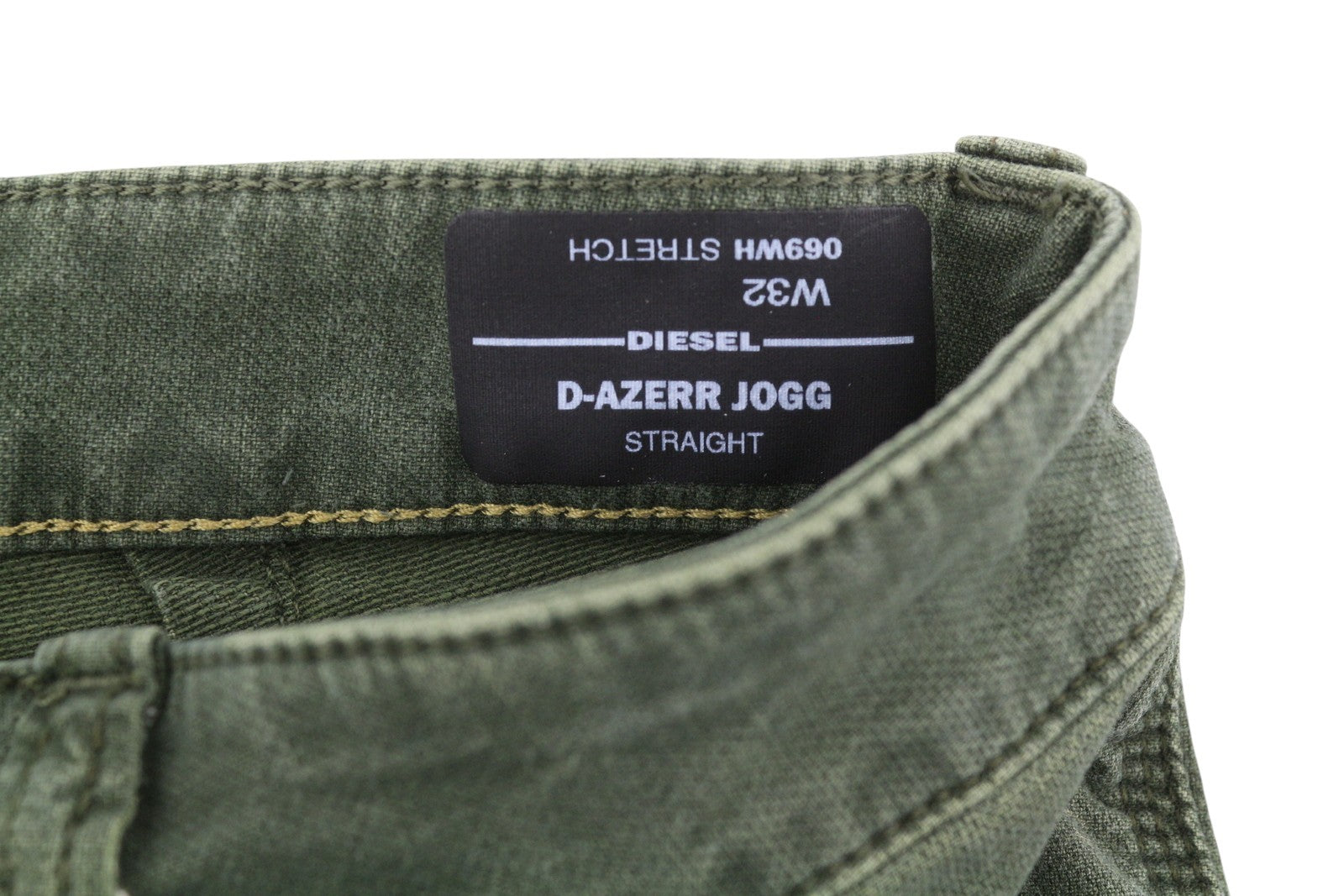 DIESEL D-Azerr Jogg 069WH Men Jeans W32 Green Faded Stretch Straight Zip Fly