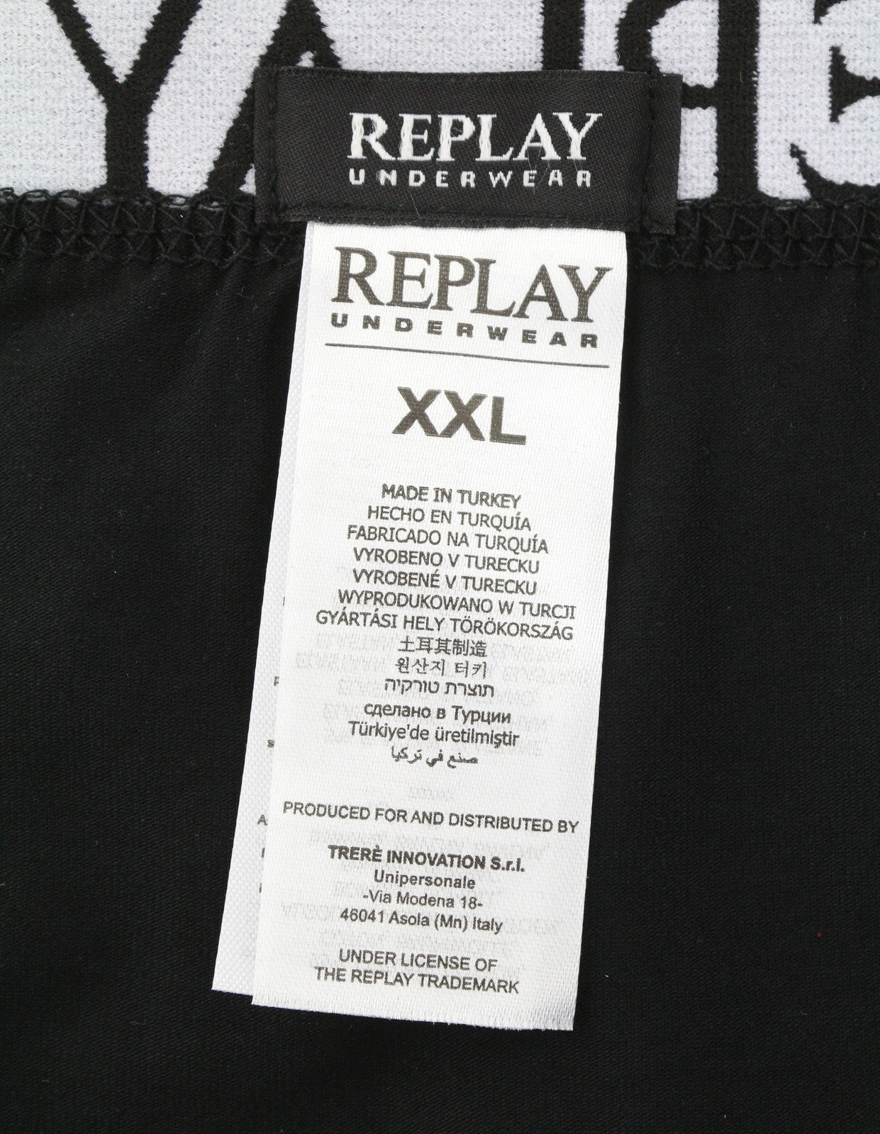 REPLAY Men Underwear 2XL Black Elastic Waist Cotton Blend Stretch Trunks 2 Pack