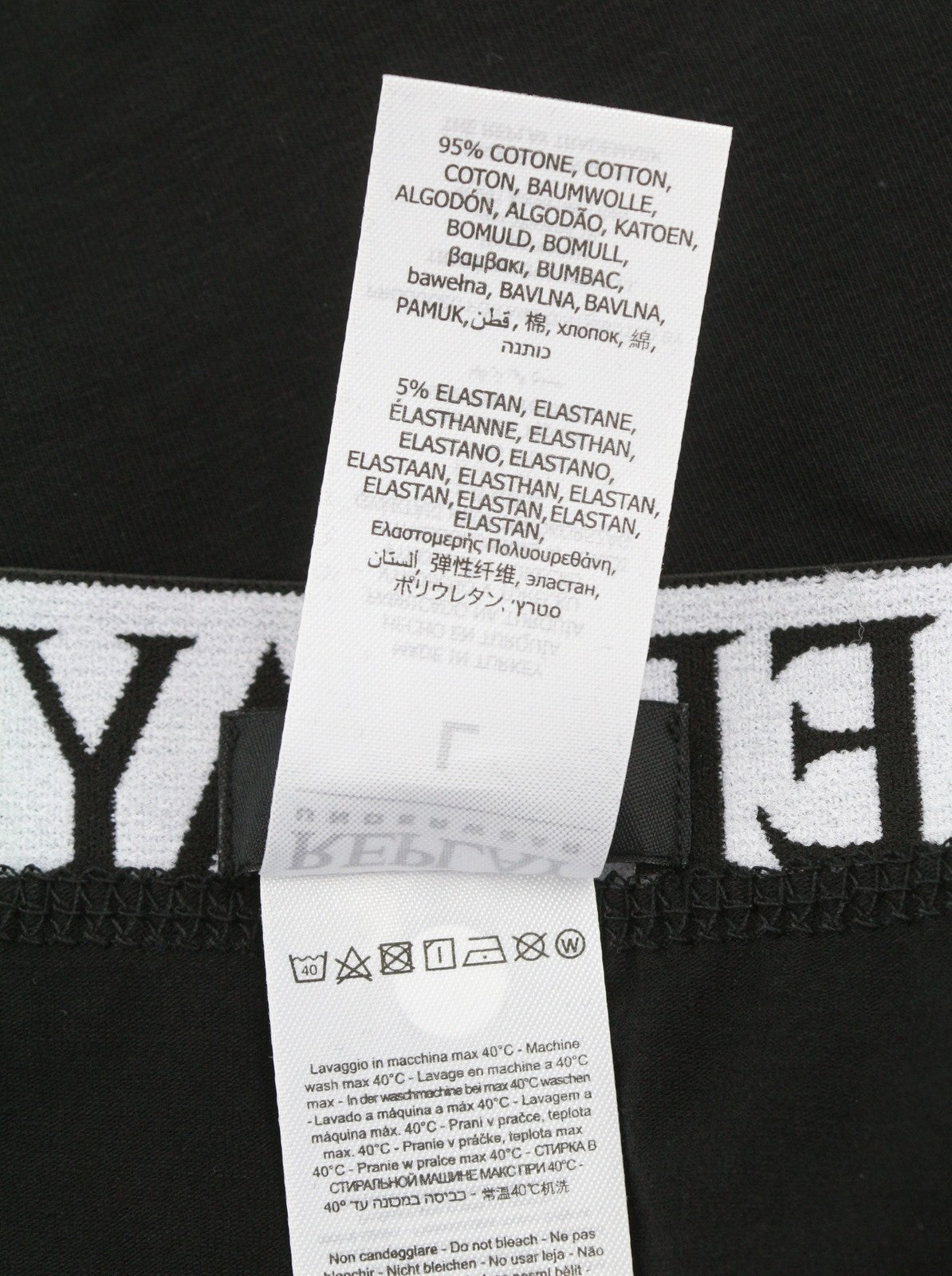 REPLAY Men Underwear L Black Elastic Waist Cotton Blend Stretch Trunks 2 Pack