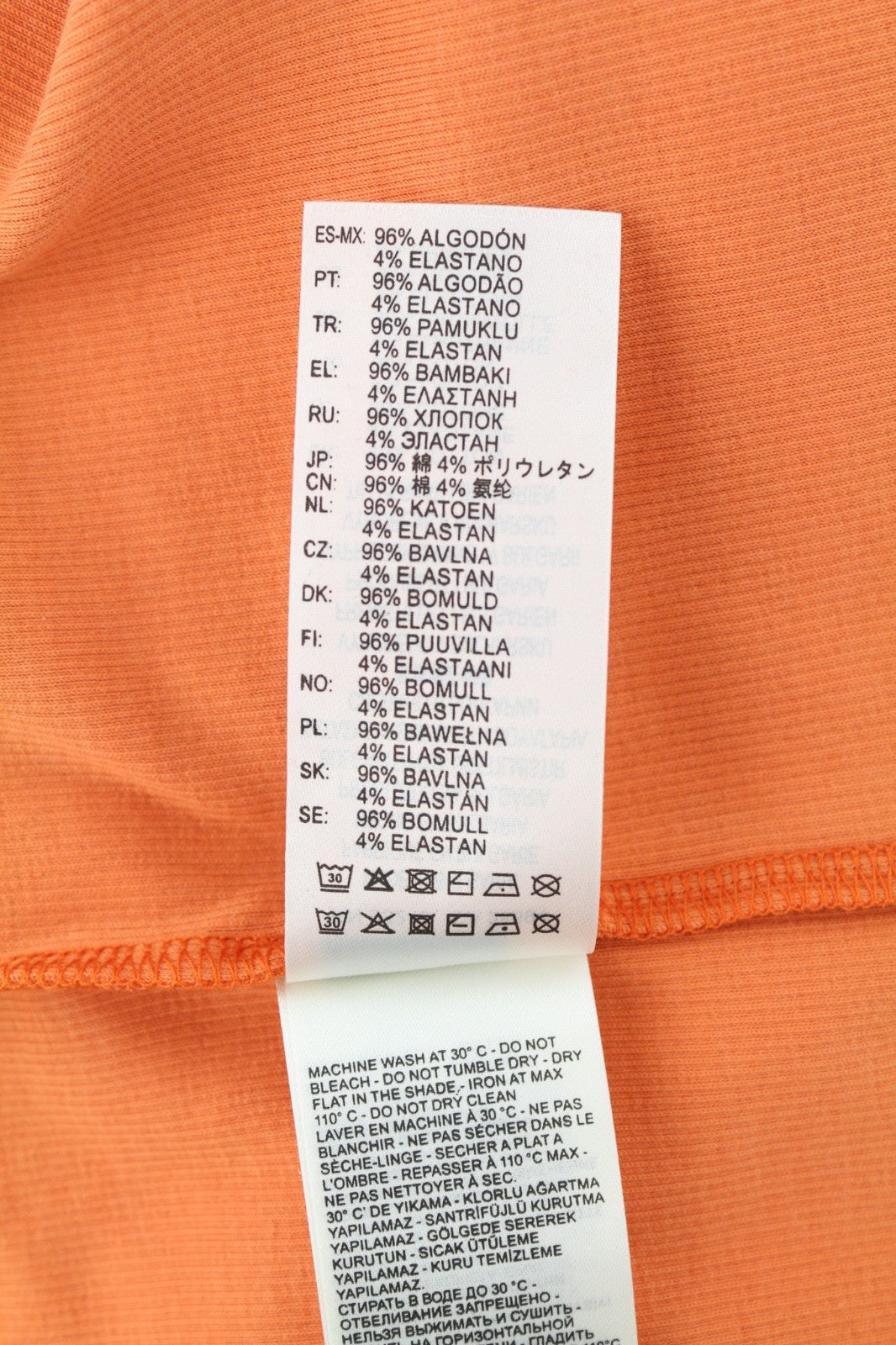 DIESEL T-Ballet-D Women's T-Shirt L Orange Long Sleeve Stretch Round Crew Logo