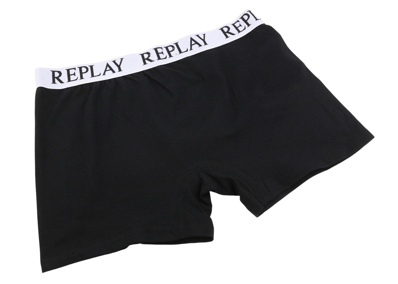 REPLAY Men Underwear XL Dark Black Elastic Waist Cotton Stretchy Trunks 2 Pack