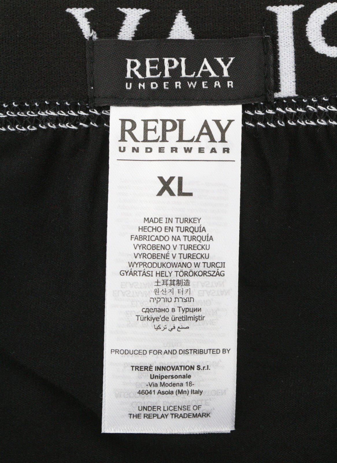 REPLAY Men Underwear XL Dark Black Elastic Waist Cotton Stretchy Trunks 2 Pack