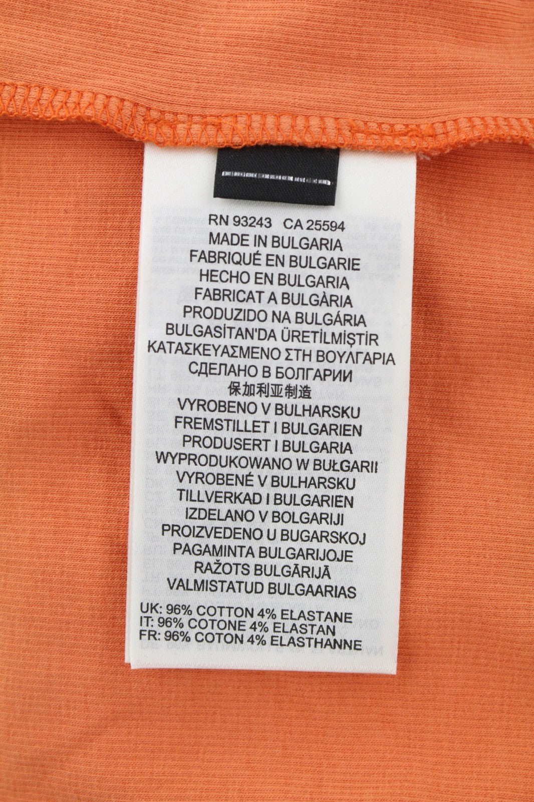 DIESEL T-Ballet-D Women's T-Shirt S Orange Long Sleeve Round Crew Fit Logo