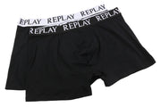 REPLAY Men Underwear S Dark Black Elastic Waist Cotton Stretchy Trunks 2 Pack