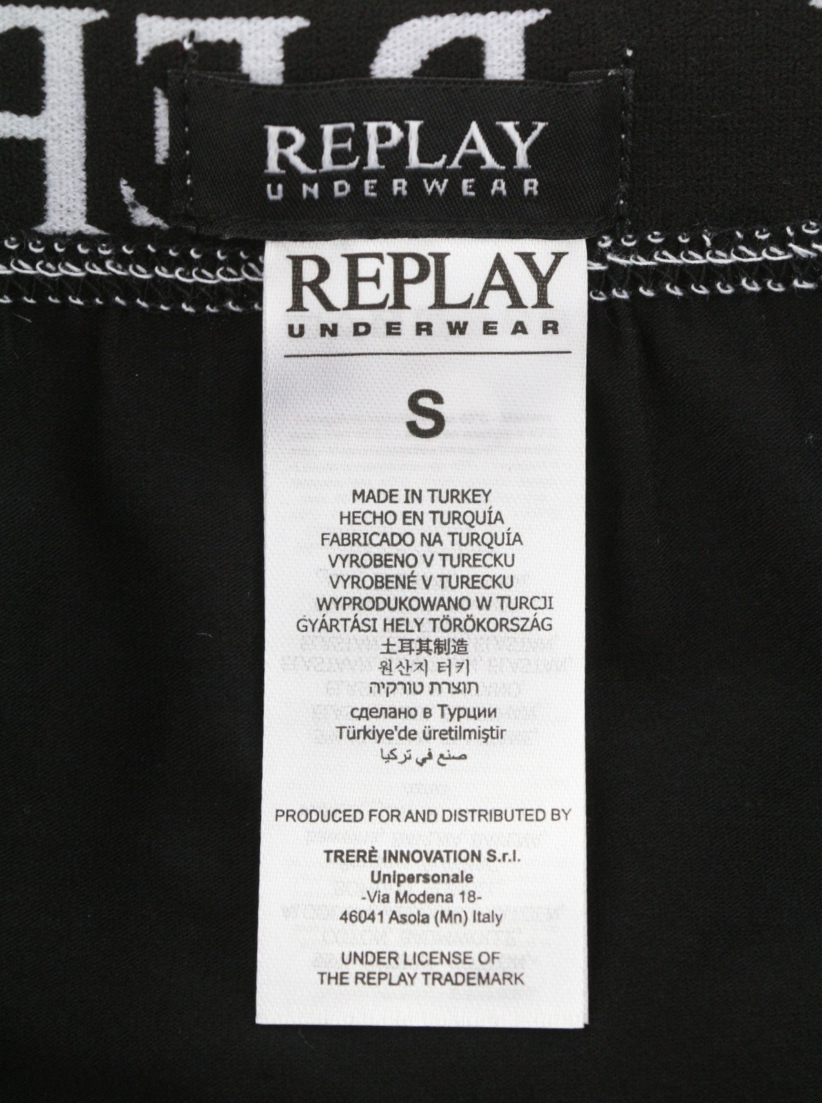 REPLAY Men Underwear S Dark Black Elastic Waist Cotton Stretchy Trunks 2 Pack