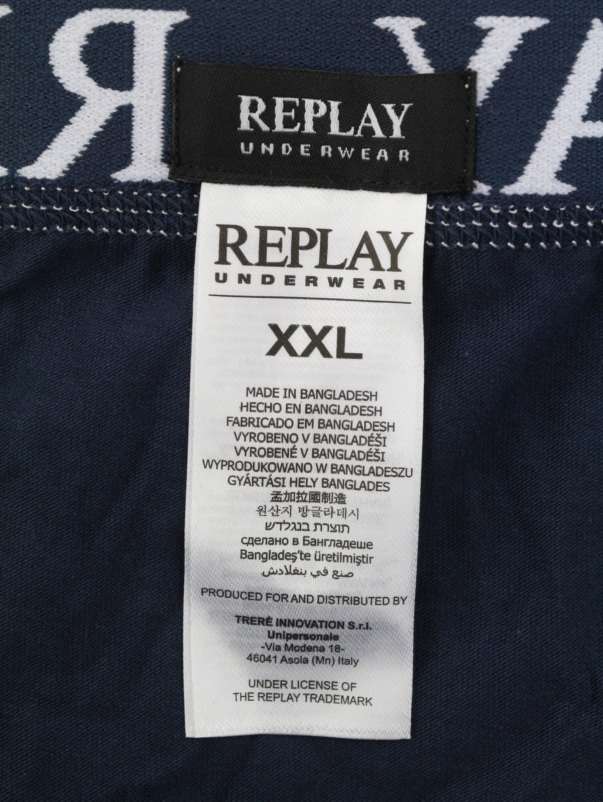 REPLAY Men Underwear 2XL Blue Elastic Waist Logo Cotton Stretchy Trunks 2 Pack