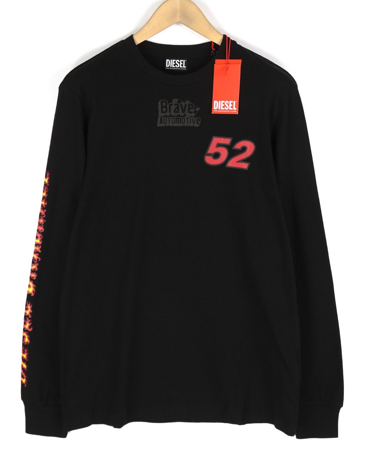 DIESEL T-Just-LS-C3 Men's Sweatshirt M Black Crew Pullover Logo Long Sleeve