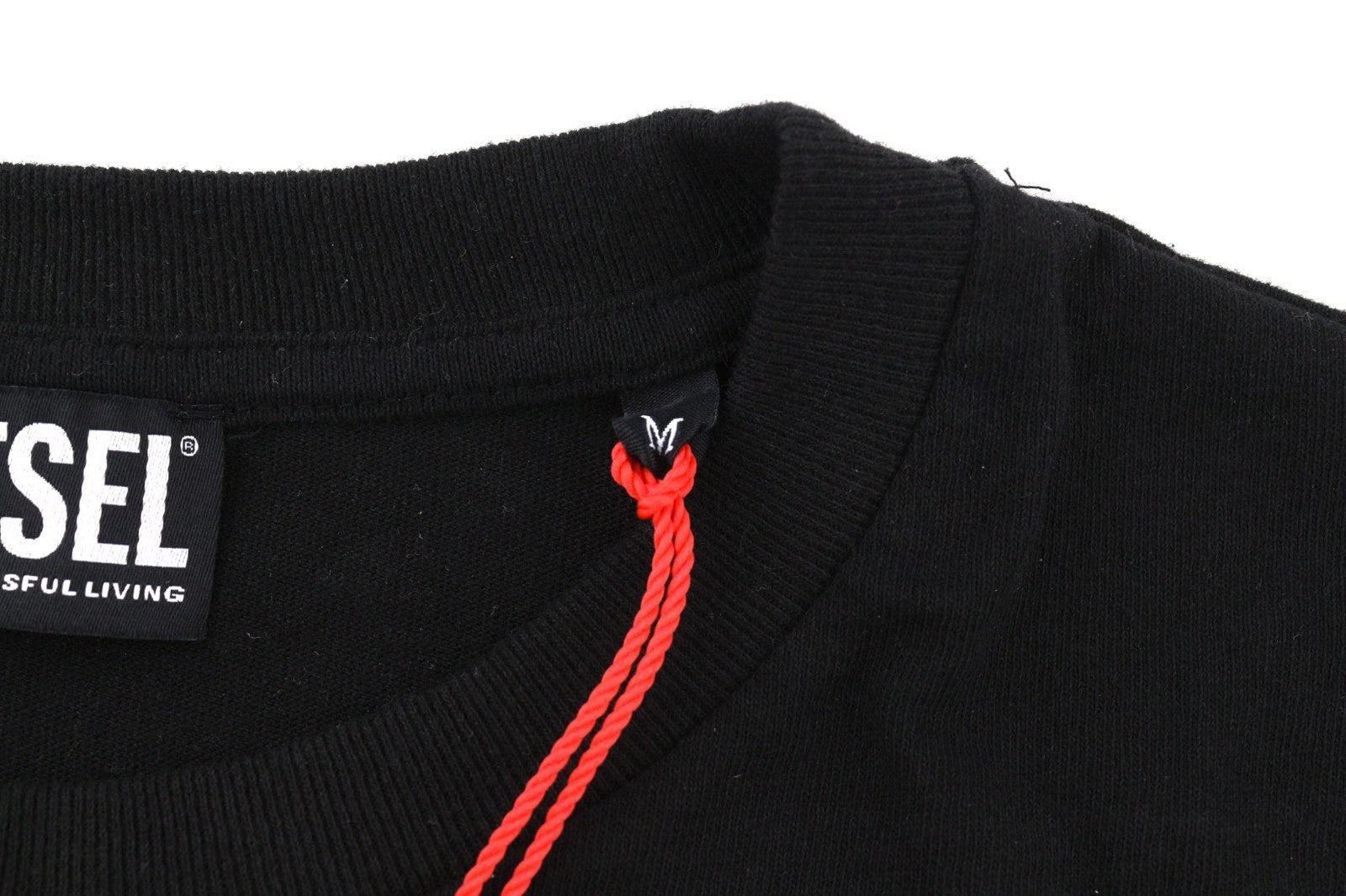 DIESEL T-Just-LS-C3 Men's Sweatshirt M Black Crew Pullover Logo Long Sleeve