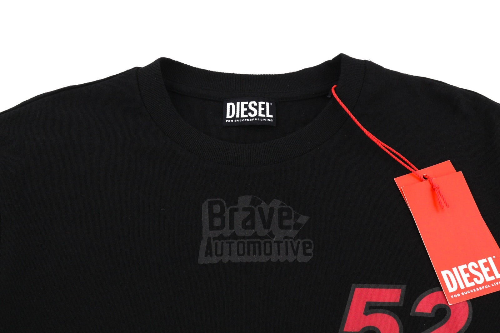 DIESEL T-Just-LS-C3 Men's Sweatshirt L Black Logo Crew Pullover Long Sleeve