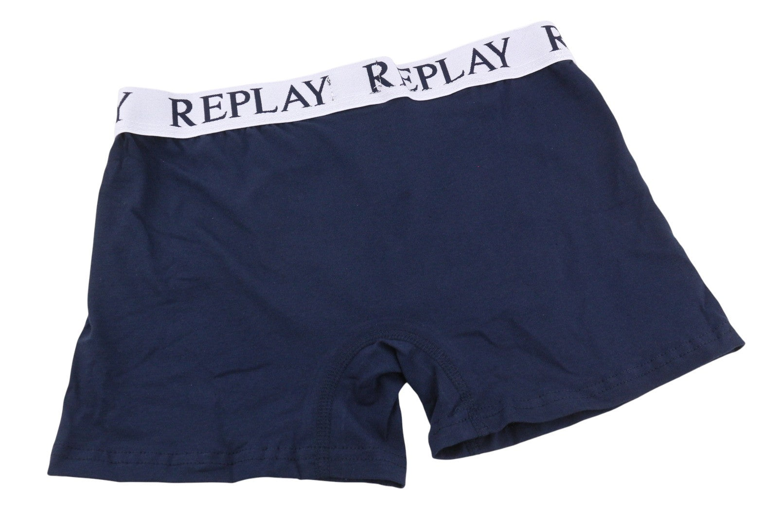 REPLAY Men Underwear XL Blue Elastic Waist Logo Cotton Stretchy Trunks 2 Pack