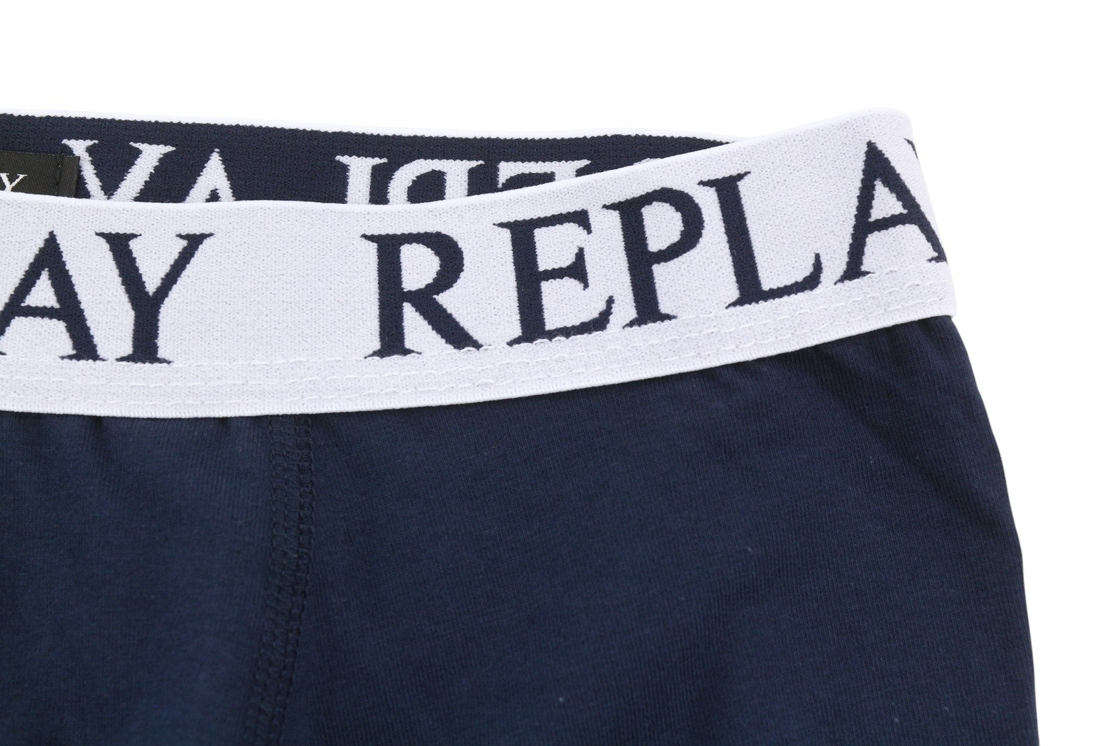 REPLAY Men Underwear XL Blue Elastic Waist Logo Cotton Stretchy Trunks 2 Pack