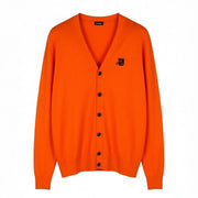 DIESEL K-Trass Men's Jumper L Orange Knitted Cotton V-Neck Button Cardigan