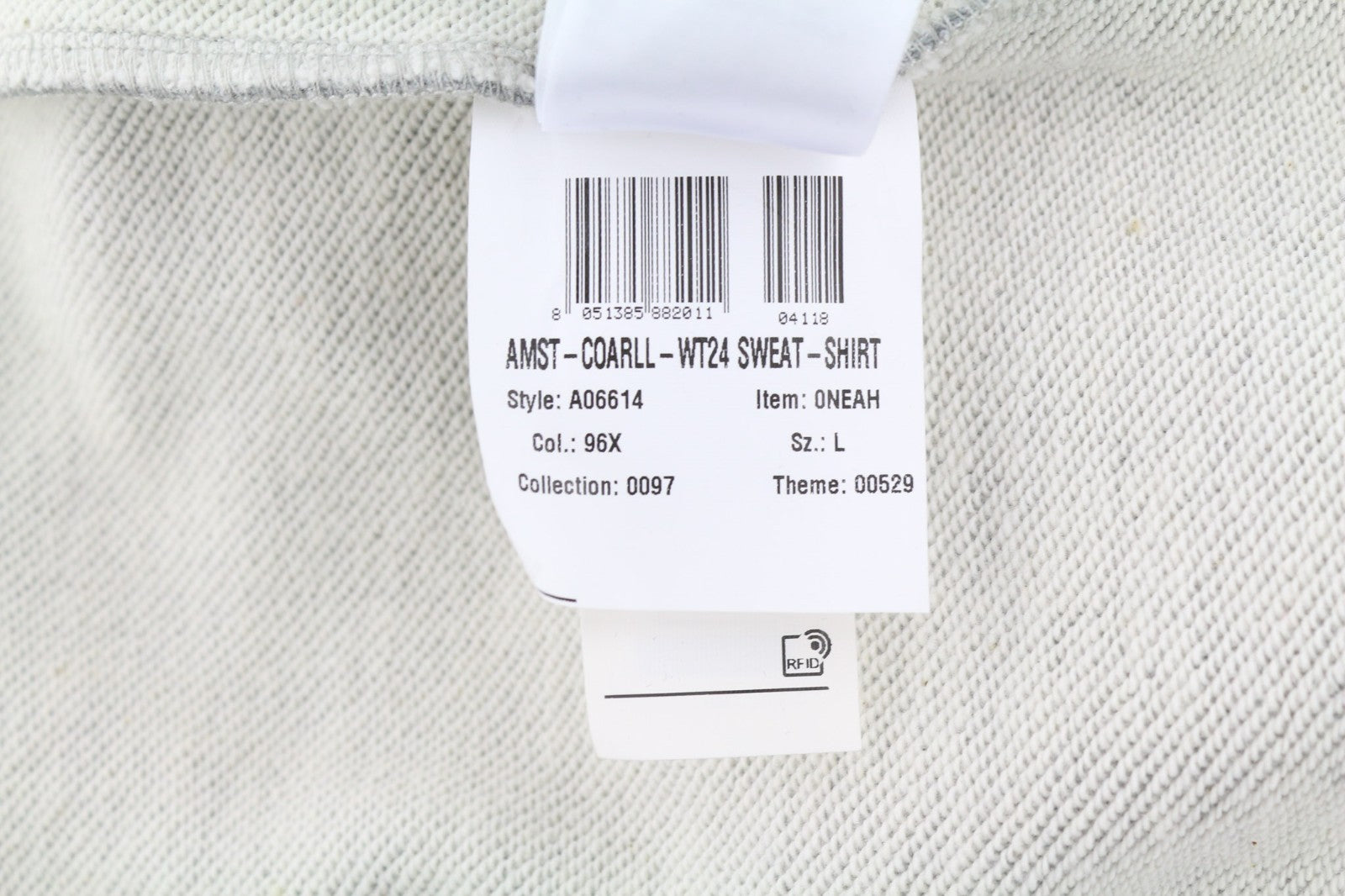 DIESEL AMST-Coarll-WT24 Men's Hoodie L Grey Melange 55DSL Half Zip Sport Style