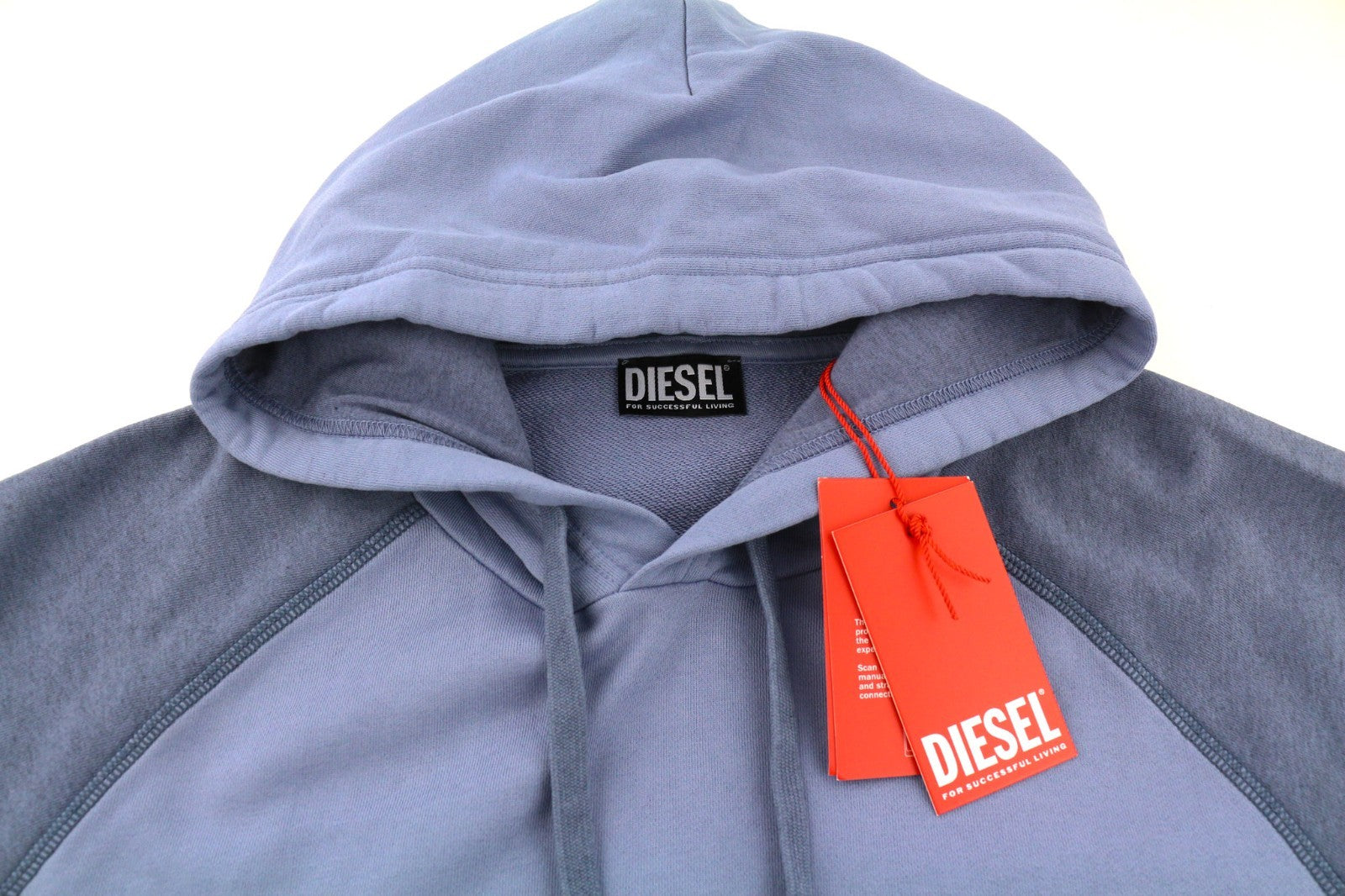 DIESEL S-Girlan-Hood Men's Hoodie L Blue Pullover Hooded Kangaroo Pocket Logo