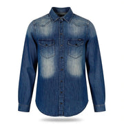 DIESEL De-Pratt Women's Shirt 2XS Denim Western Wash Snap Buttons Spread Neck