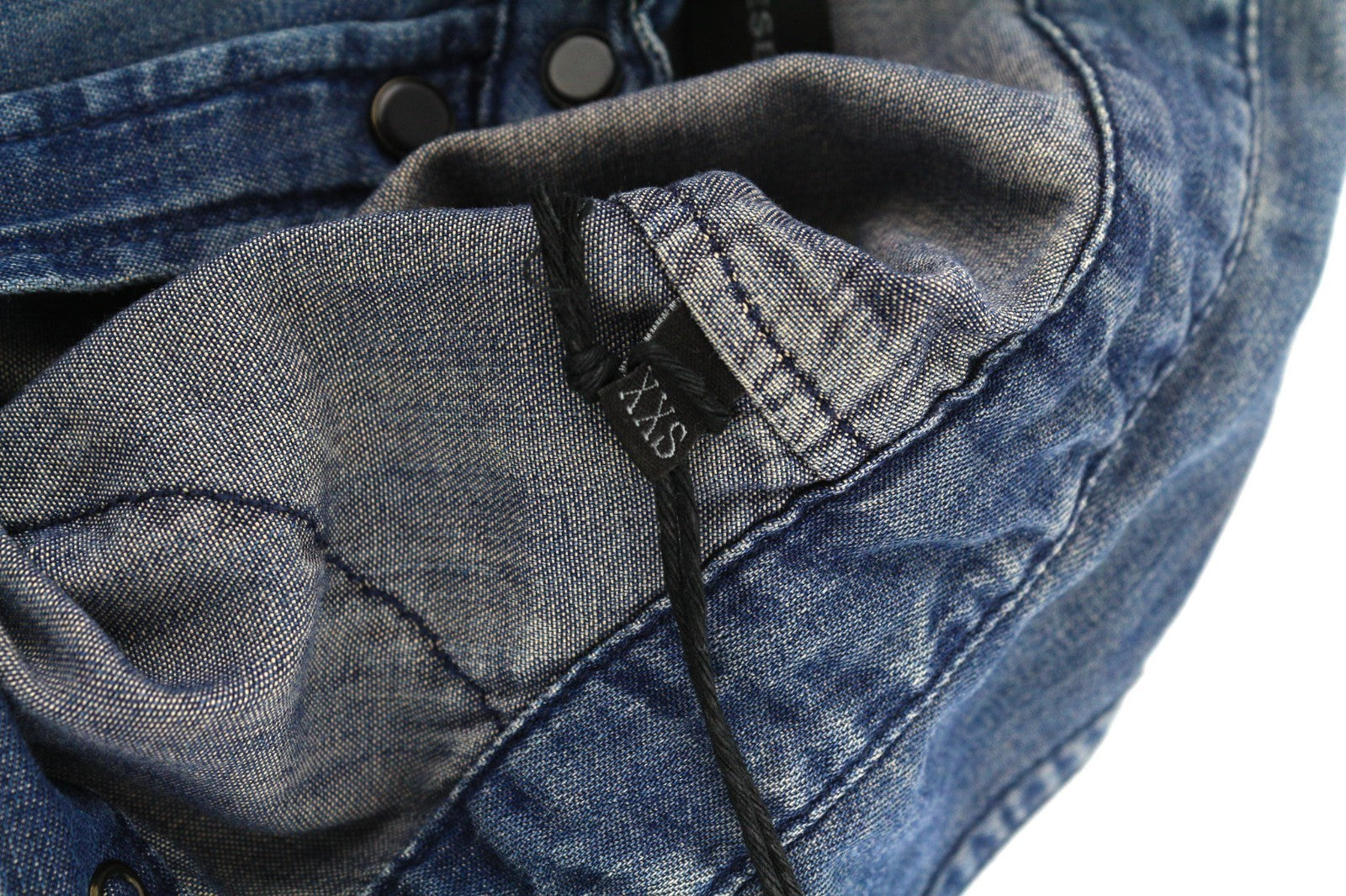 DIESEL De-Pratt Women's Shirt 2XS Denim Western Wash Snap Buttons Spread Neck