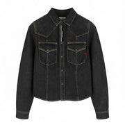 DIESEL De-Rin-F Women's Shirt S Dark Denim Western Snap Spread Neck Buttons