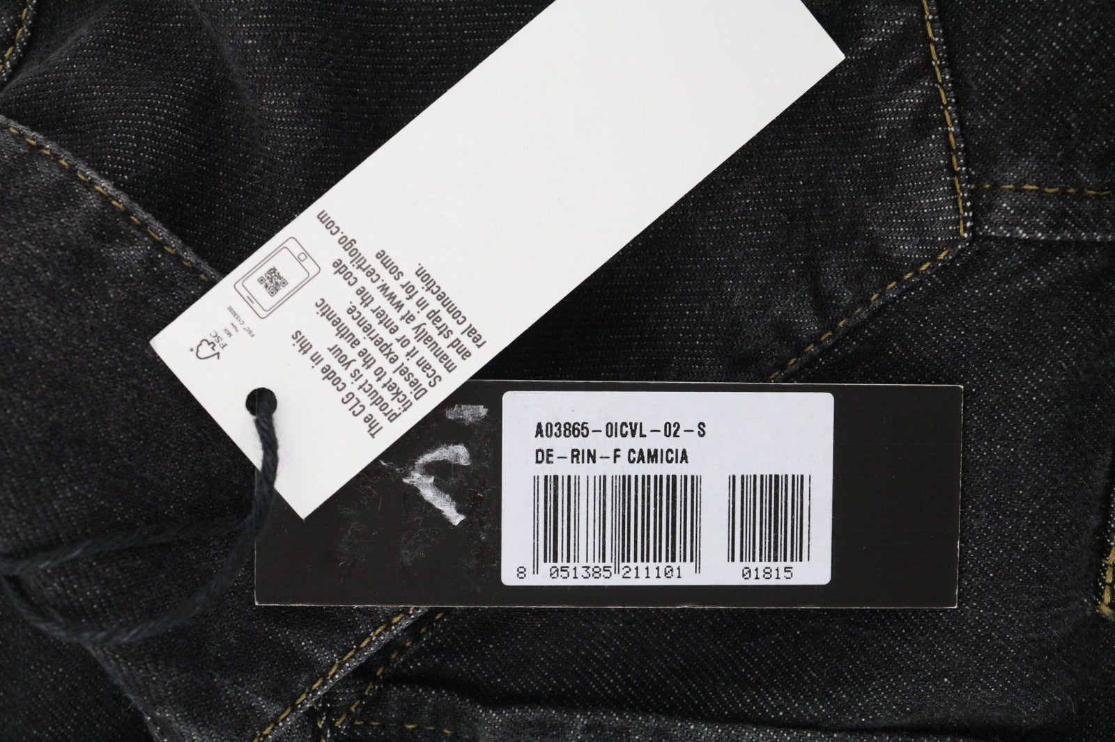 DIESEL De-Rin-F Women's Shirt S Dark Denim Western Snap Spread Neck Buttons