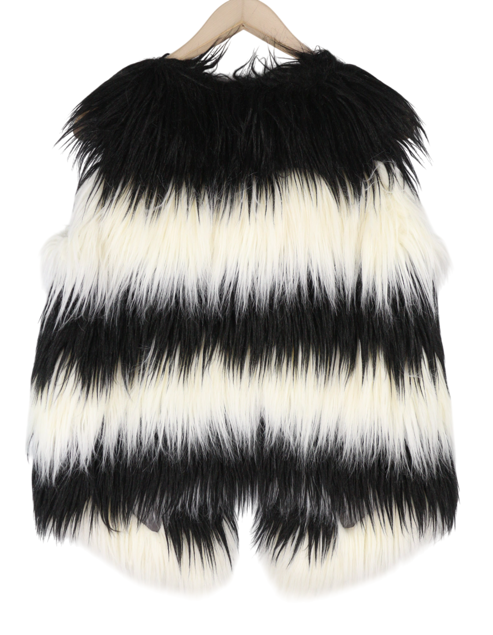 DIESEL L-Angus-A Women's Waistcoat L Faux Fur Fluffy Stripe Lined Black White