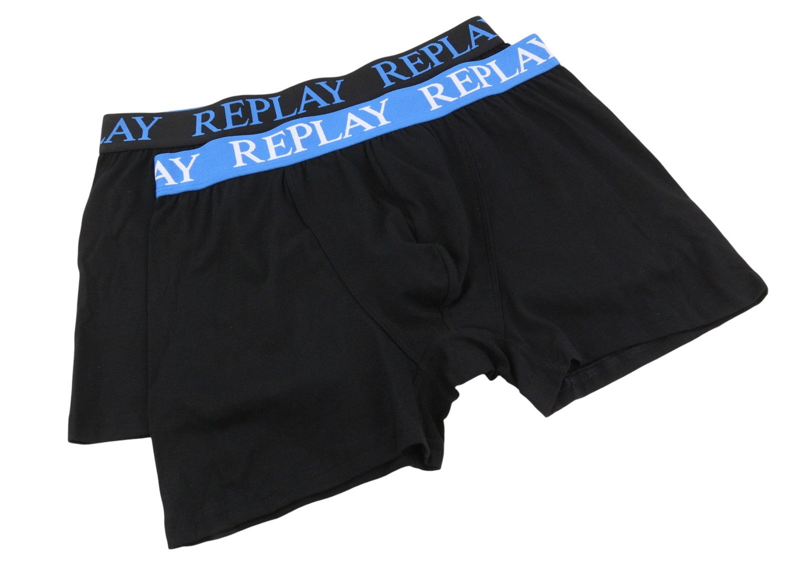 REPLAY Men Underwear S Dark Black Elastic Waist Cotton Stretch Trunks 2 Pack