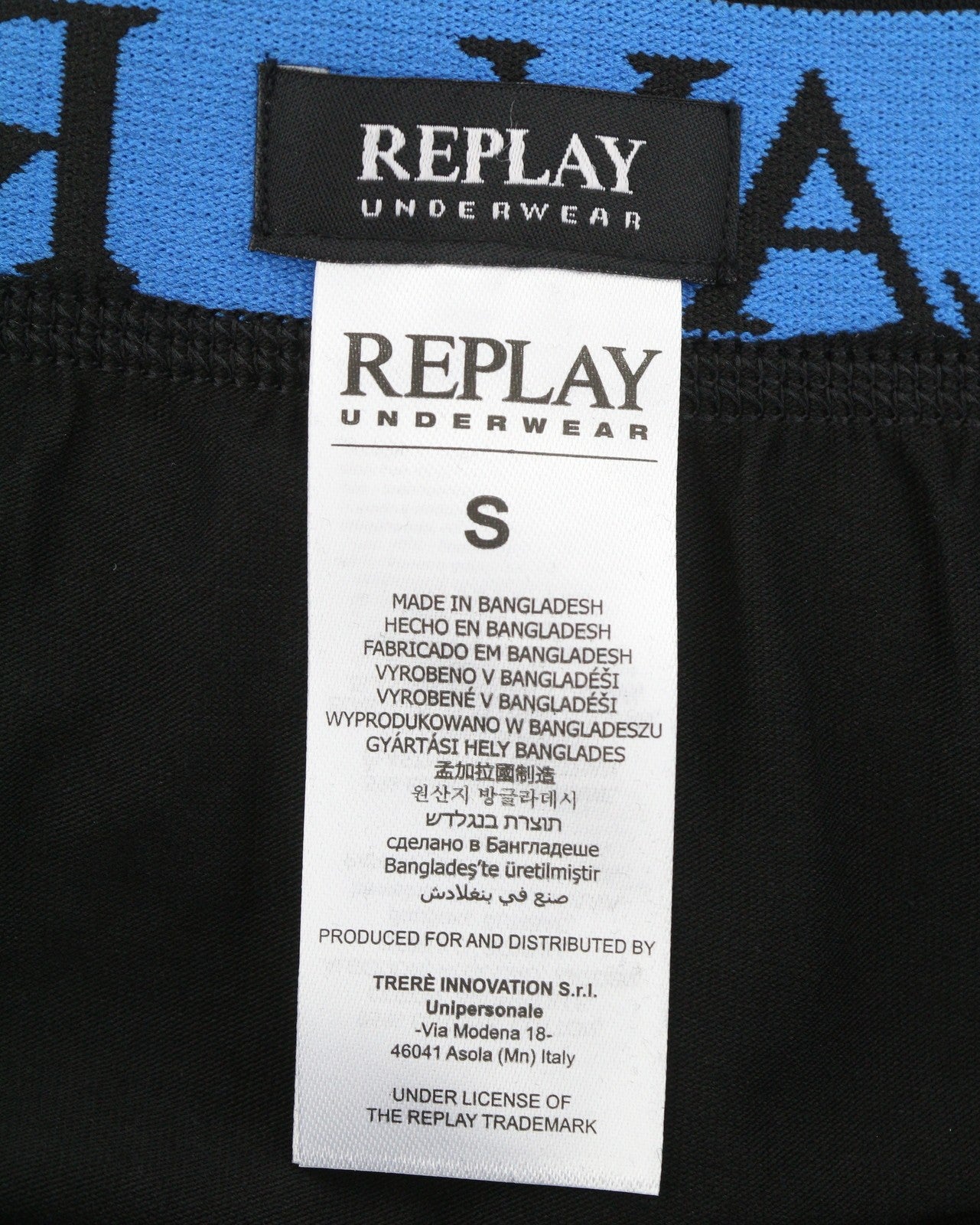 REPLAY Men Underwear S Dark Black Elastic Waist Cotton Stretch Trunks 2 Pack