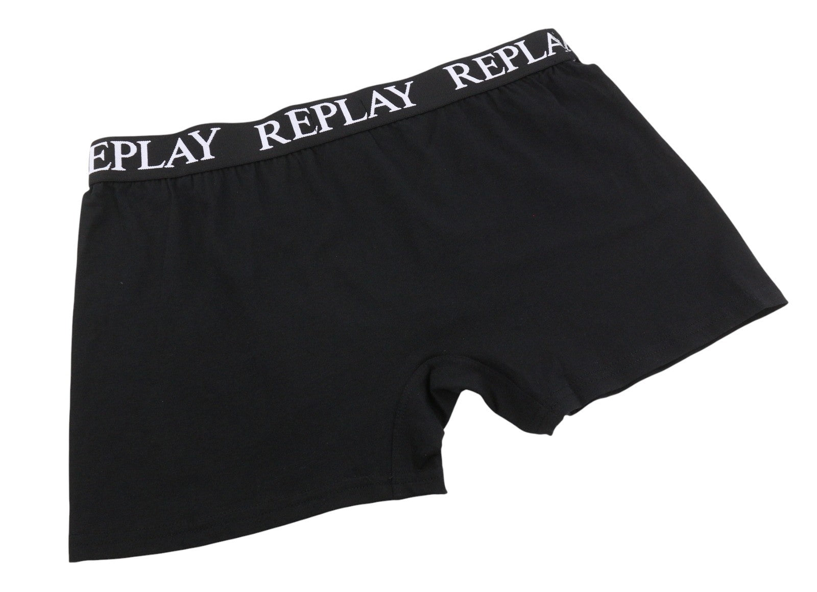 REPLAY Men Underwear 2XL Blue Black Elastic Waist Cotton Stretch Trunks 2 Pack